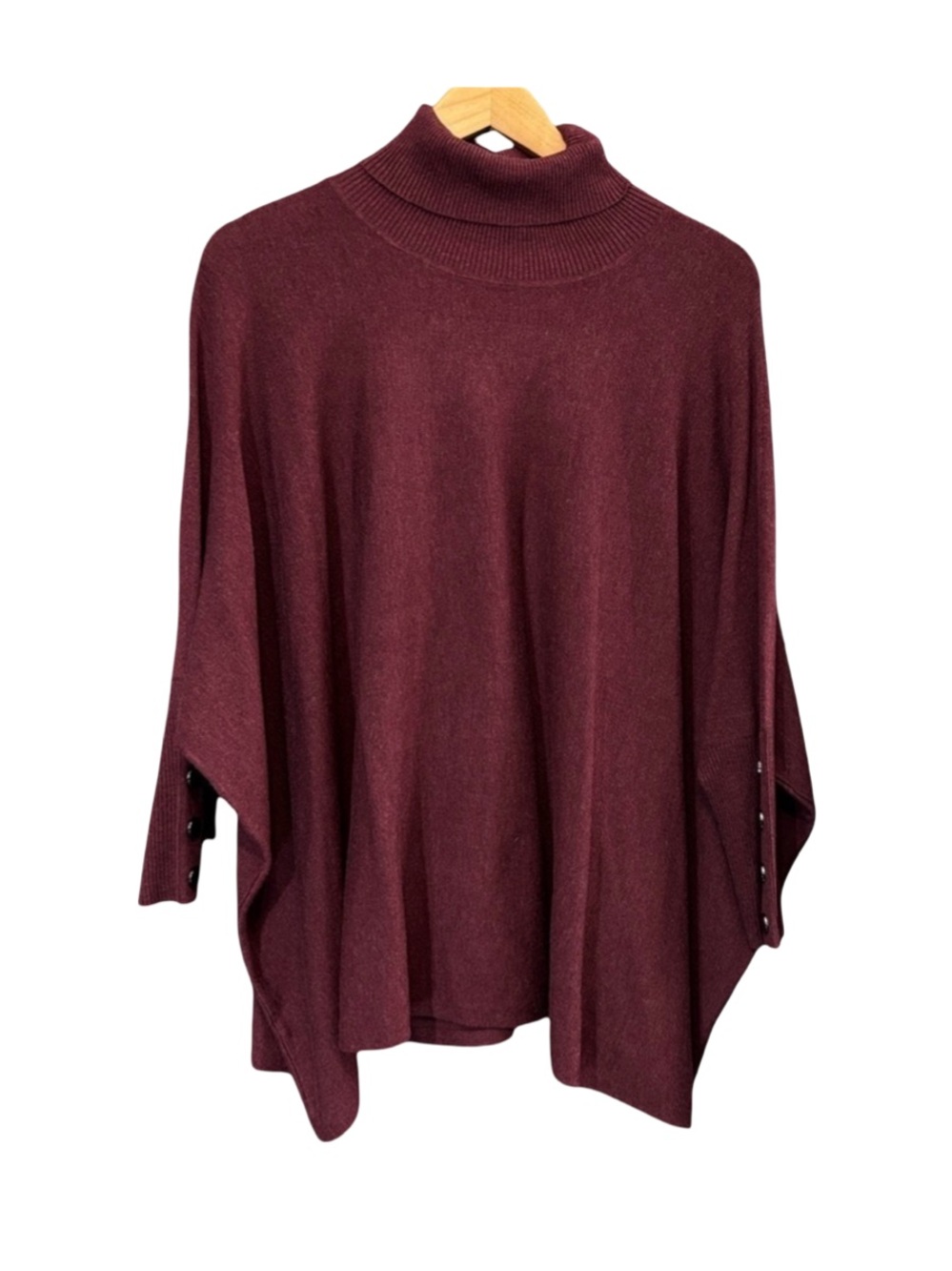 Red Oversized Poncho Sweater with Batwing Sleeves